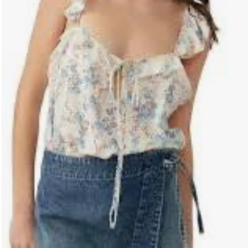 Free People Cream Floral Bodysuit